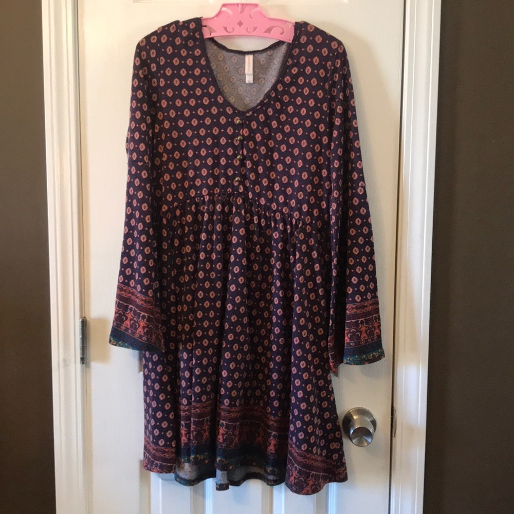 Boho Inspired Dress With Bell Sleeve